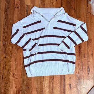 🥥 Striped White and Brown Women Sweater 🥥
